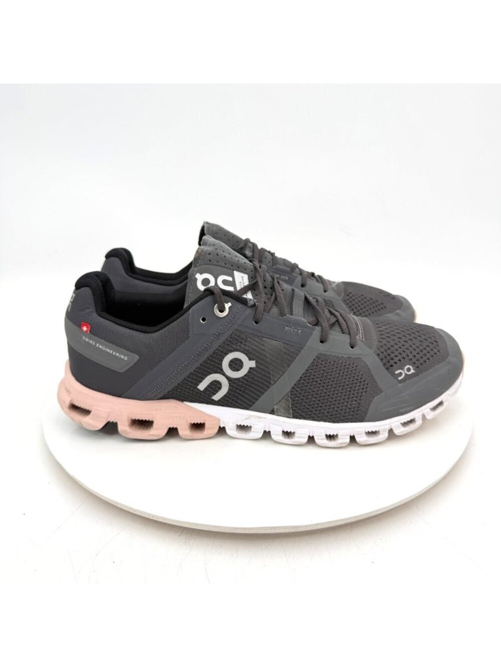 On Cloudflow Women Size 10.5 Gray Rock Rose Mesh Running Shoes
